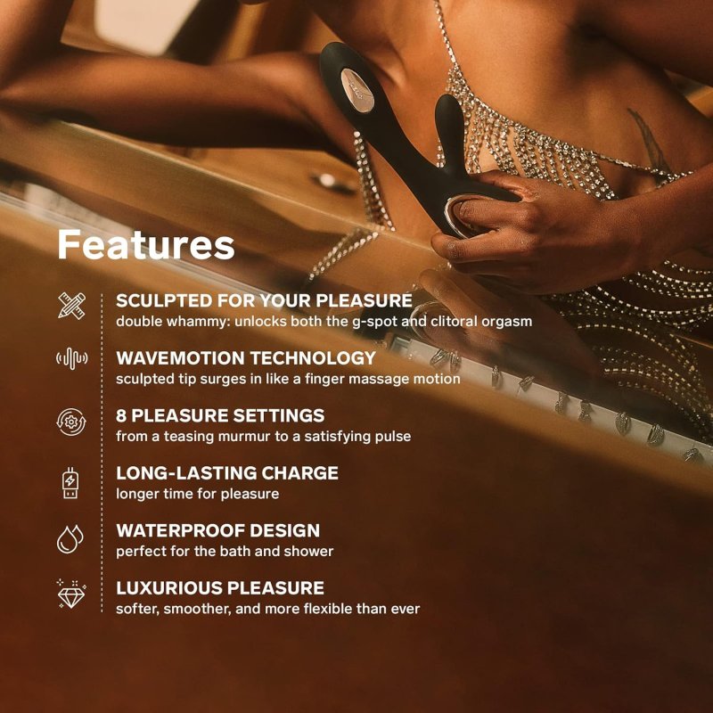 LELO SORAYA WAVE BLUE THRUSTING RABBIT VIBRATOR WITH WAVEMOTION TECHNOLOGY