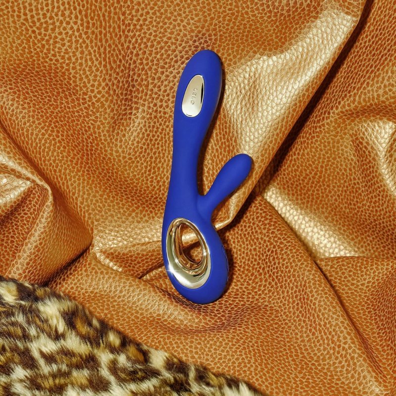 LELO SORAYA WAVE BLUE THRUSTING RABBIT VIBRATOR WITH WAVEMOTION TECHNOLOGY