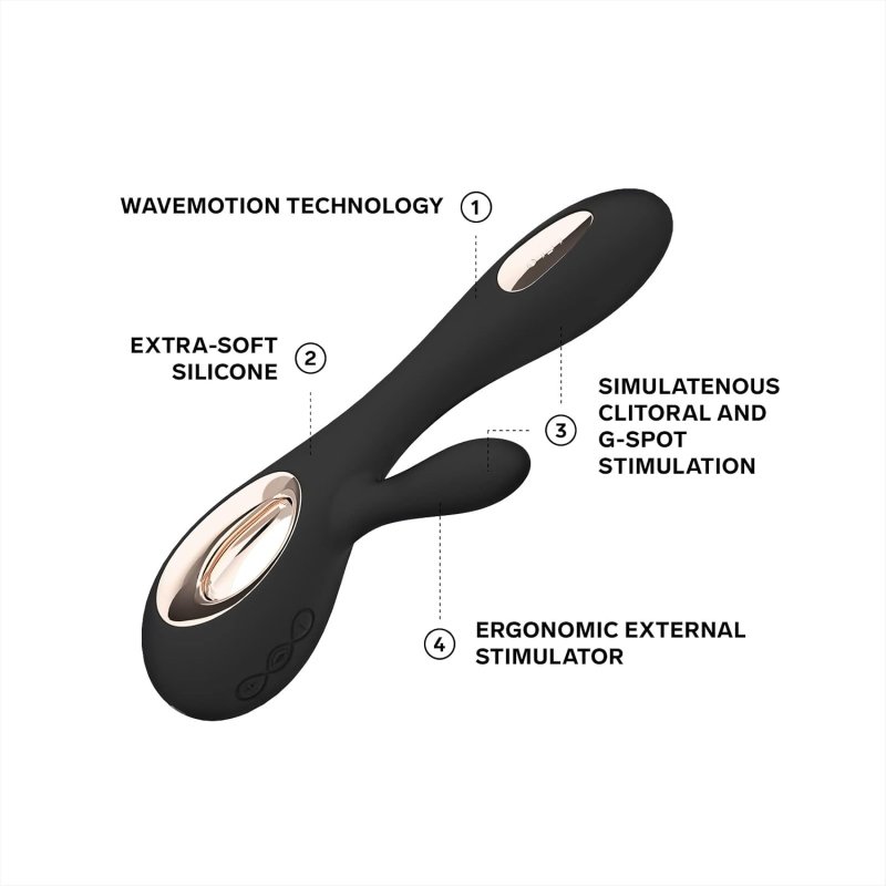LELO SORAYA WAVE THRUSTING RABBIT VIBRATOR WITH WAVEMOTION TECHNOLOGY BLACK