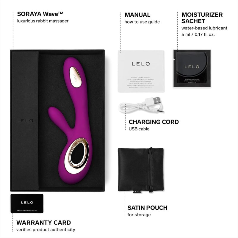 LELO SORAYA WAVE THRUSTING RABBIT VIBRATOR WITH WAVEMOTION TECHNOLOGY DEEP ROSE COLOR
