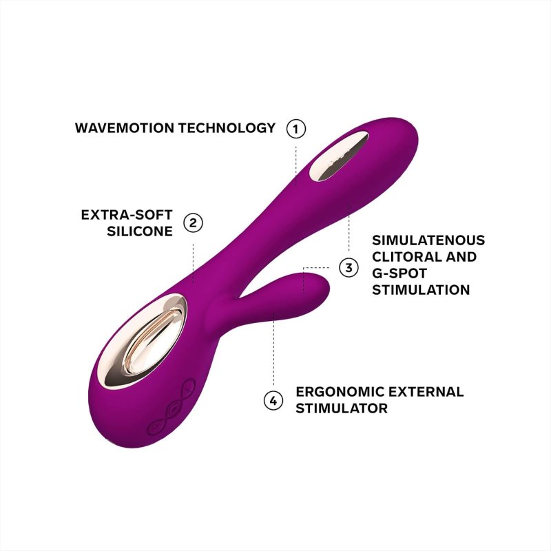 LELO SORAYA WAVE THRUSTING RABBIT VIBRATOR WITH WAVEMOTION TECHNOLOGY DEEP ROSE COLOR