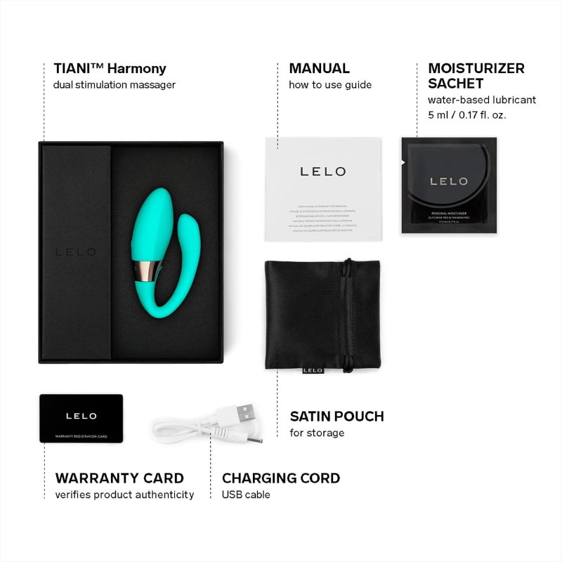 LELO TIANI HARMONY APP-CONTROLLED COUPLES VIBRATOR WITH 10 SETTINGS AQUA COLOR