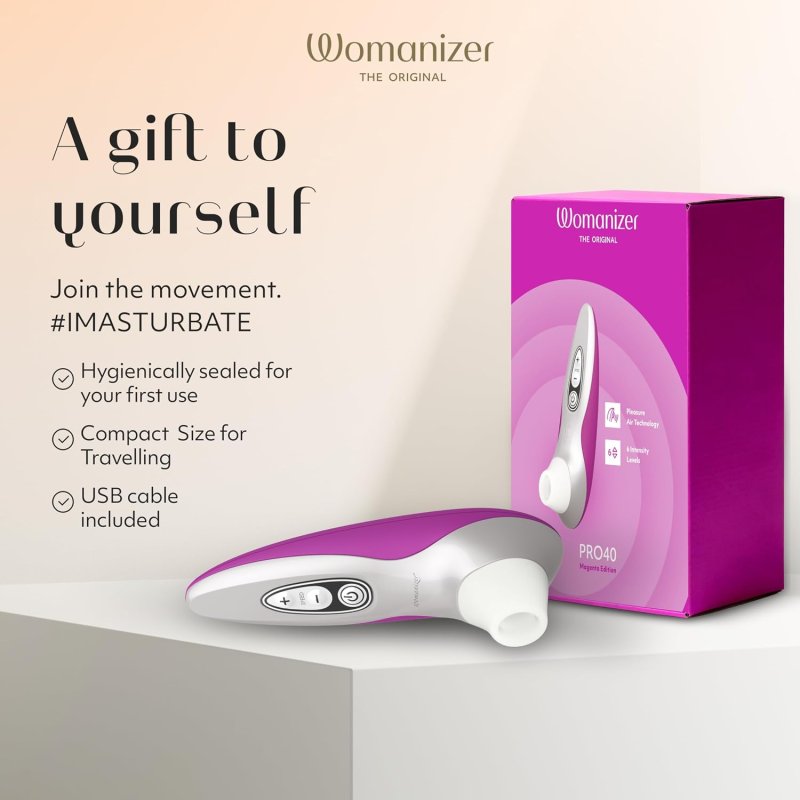 WOMANIZER PRO40 CLITORAL VIBRATOR WITH 6 SUCTION SPEEDS PERSONAL MASSAGER FOR WOMEN