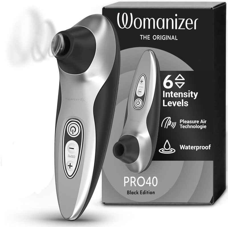 WOMANIZER PRO40 CLITORAL VIBRATOR WITH 6 SUCTION SPEEDS BLACK ADULT SEX TOY FOR WOMEN