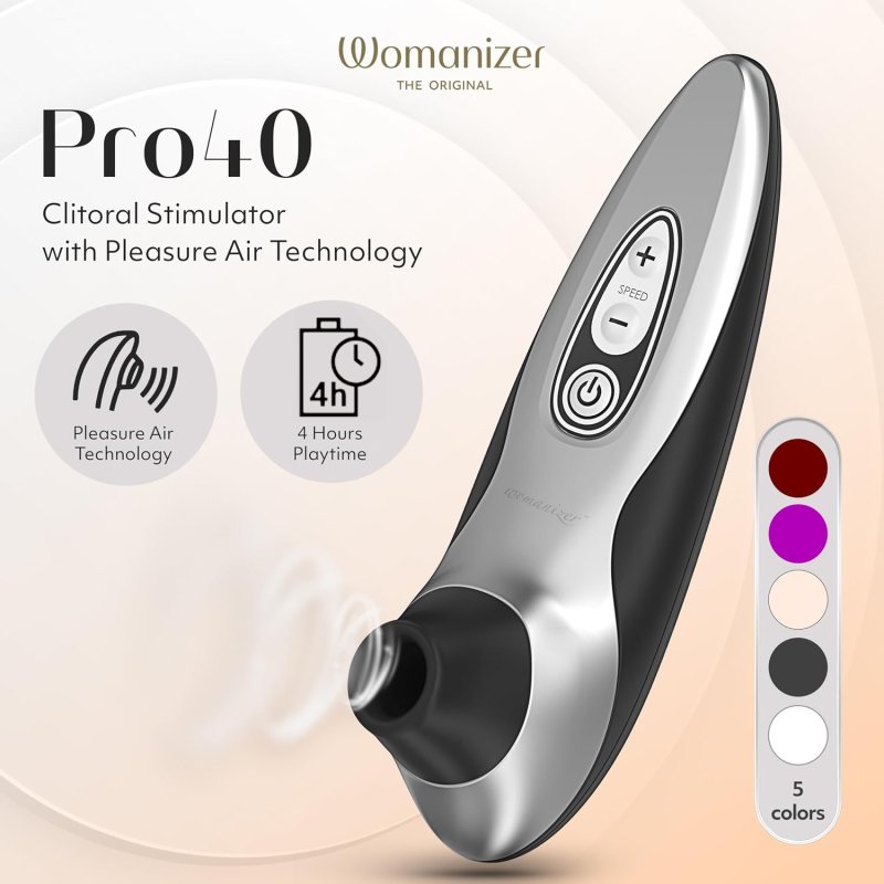 WOMANIZER PRO40 CLITORAL VIBRATOR WITH 6 SUCTION SPEEDS BLACK ADULT SEX TOY FOR WOMEN
