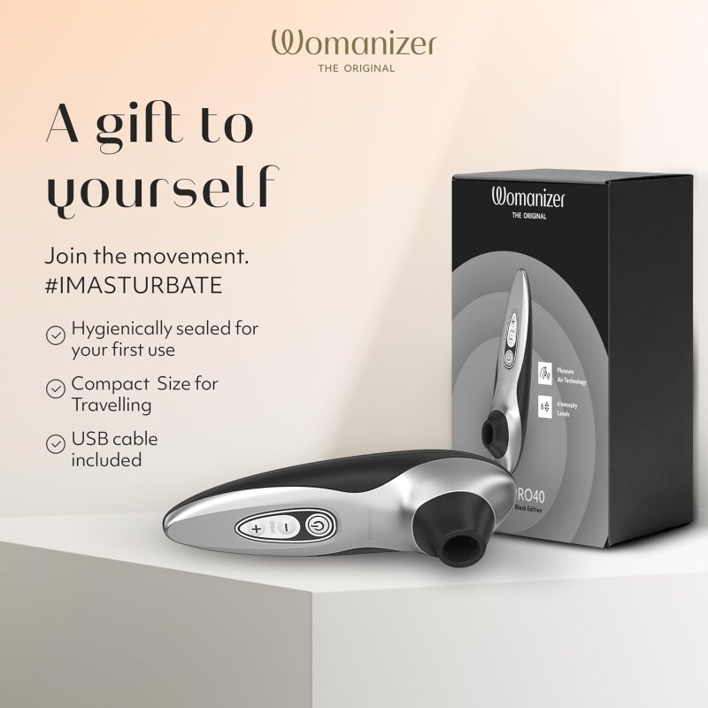 WOMANIZER PRO40 CLITORAL VIBRATOR WITH 6 SUCTION SPEEDS BLACK ADULT SEX TOY FOR WOMEN