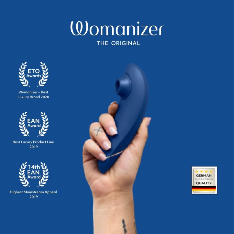 WOMANIZER PREMIUM 1 CLITORAL VIBRATOR FOR WOMEN 12 SUCTION SPEEDS, WATERPROOF, BLUE