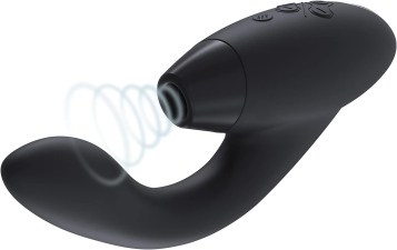WOMANIZER DUO CLITORAL G-SPOT VIBRATOR 12 LEVELS, WATERPROOF BLACK ADULT SEX TOY