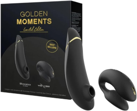 WOMANIZER GOLDEN MOMENTS VIBRATOR KIT REMOTE CLITORAL STIMULATOR C-SHAPE MASSAGER FOR WOMEN