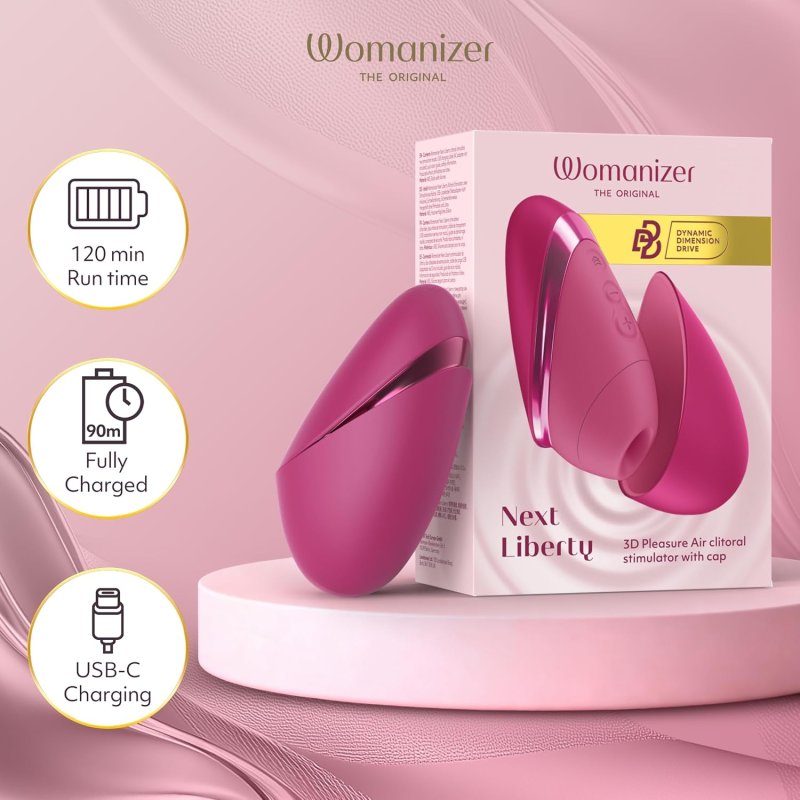WOMANIZER NEXT LIBERTY PINK CLITORAL SUCKING TOY POWERFUL CLIT STIMULATOR FOR WOMEN
