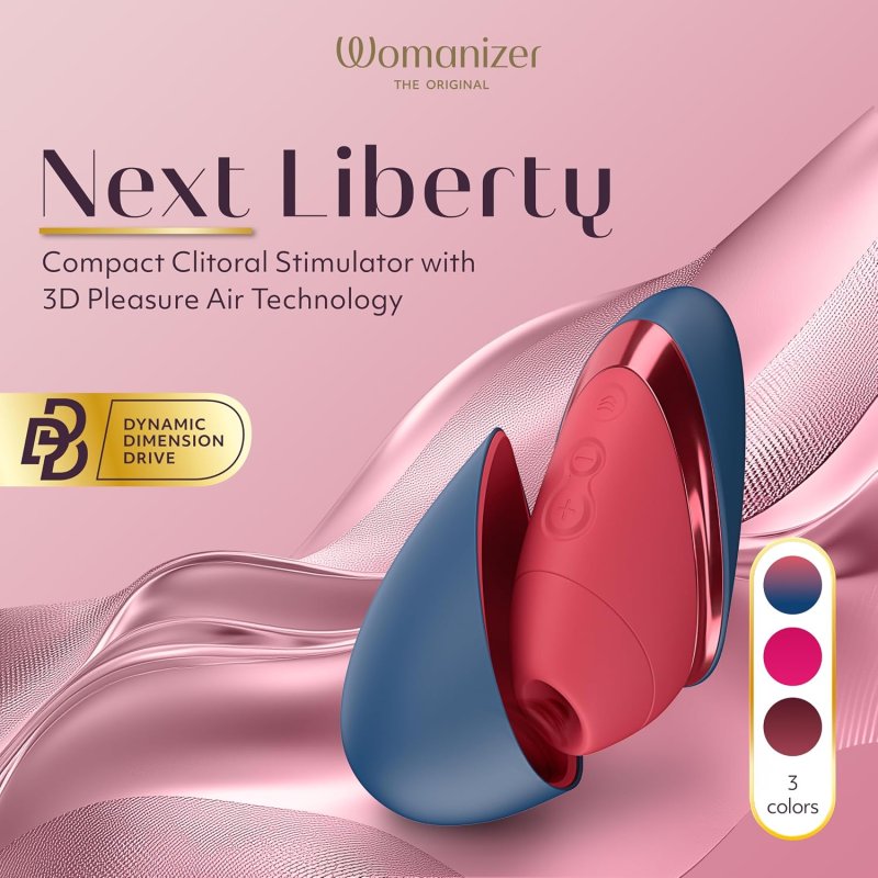 WOMANIZER NEXT LIBERTY CLITORAL SUCKING TOY POWERFUL CLIT STIMULATOR, BLUE RED OPTIONS