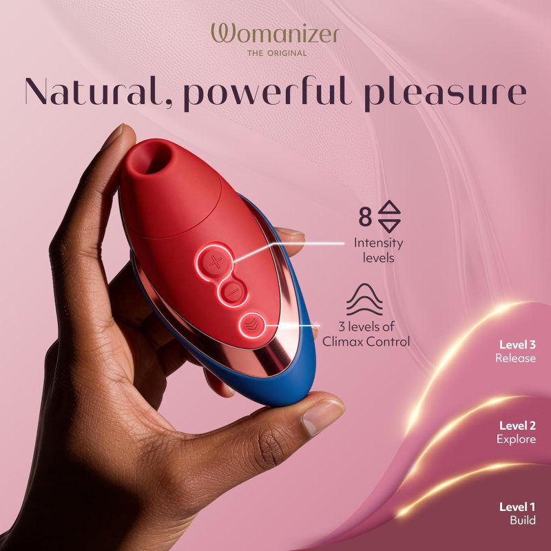 WOMANIZER NEXT LIBERTY CLITORAL SUCKING TOY POWERFUL CLIT STIMULATOR, BLUE RED OPTIONS