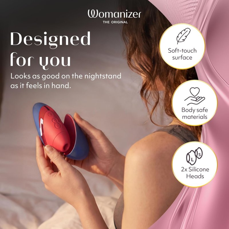 WOMANIZER NEXT LIBERTY CLITORAL SUCKING TOY POWERFUL CLIT STIMULATOR, BLUE RED OPTIONS