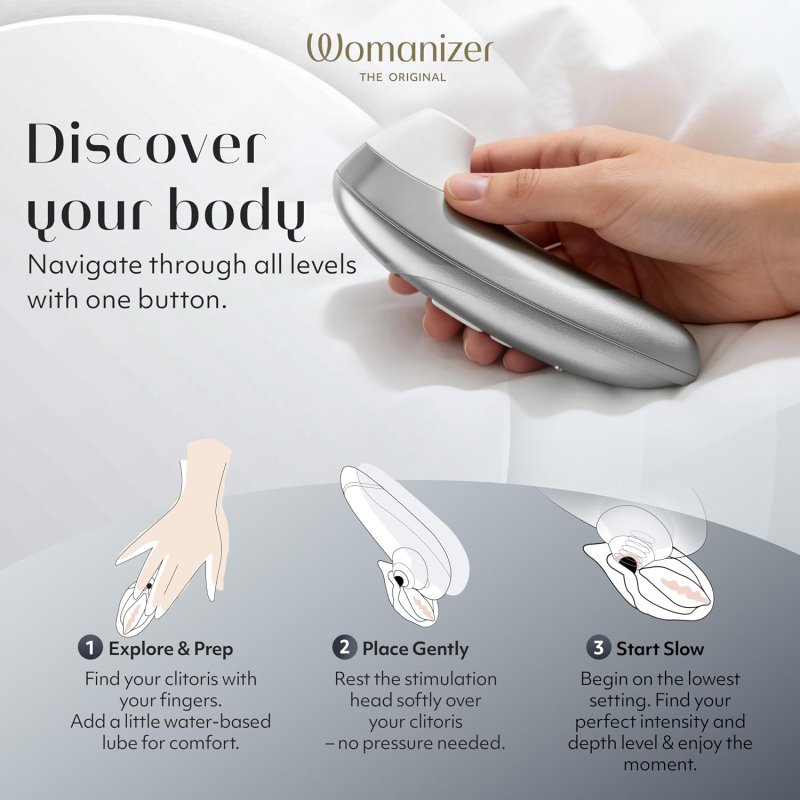 WOMANIZER PRO CLITORAL SUCTION VIBRATOR GRAY ADULT SEX TOY FOR WOMEN