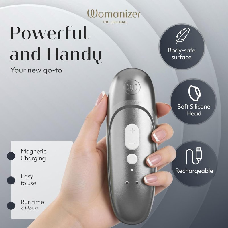 WOMANIZER PRO CLITORAL SUCTION VIBRATOR GRAY ADULT SEX TOY FOR WOMEN