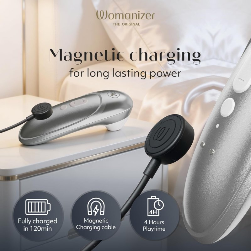 WOMANIZER PRO CLITORAL SUCTION VIBRATOR GRAY ADULT SEX TOY FOR WOMEN