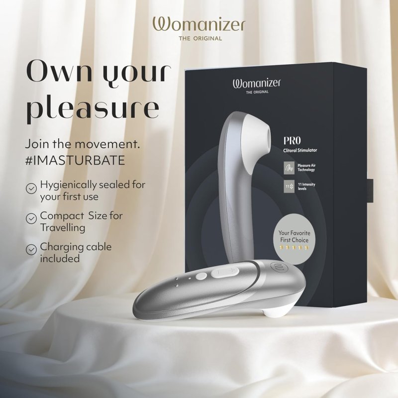 WOMANIZER PRO CLITORAL SUCTION VIBRATOR GRAY ADULT SEX TOY FOR WOMEN