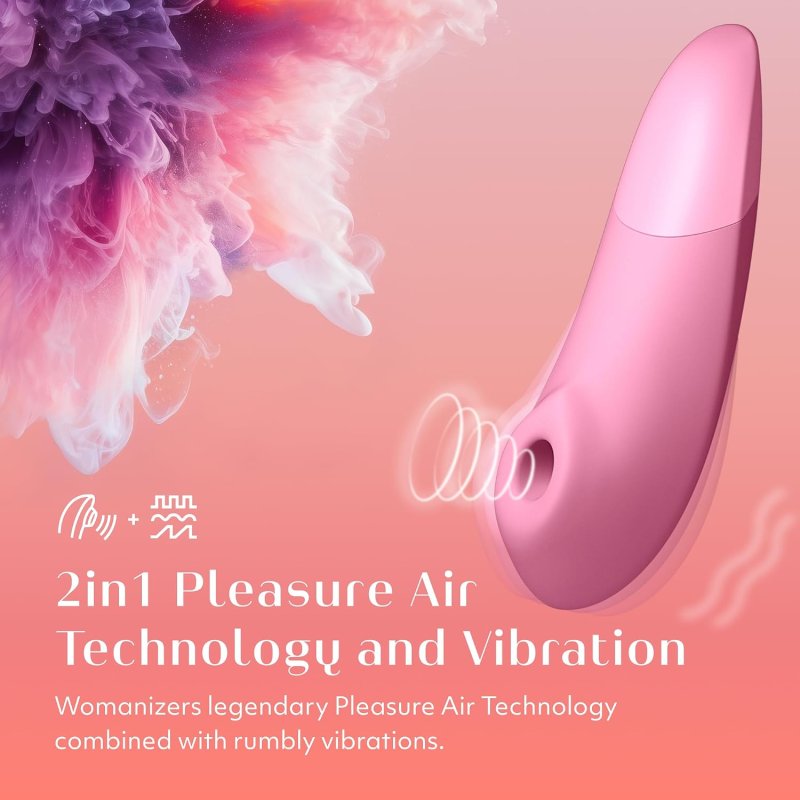 WOMANIZER ENHANCE 2-IN-1 AIR PULSE CLITORAL VIBRATOR LIGHT PINK, POWERFUL PLEASURE TOY