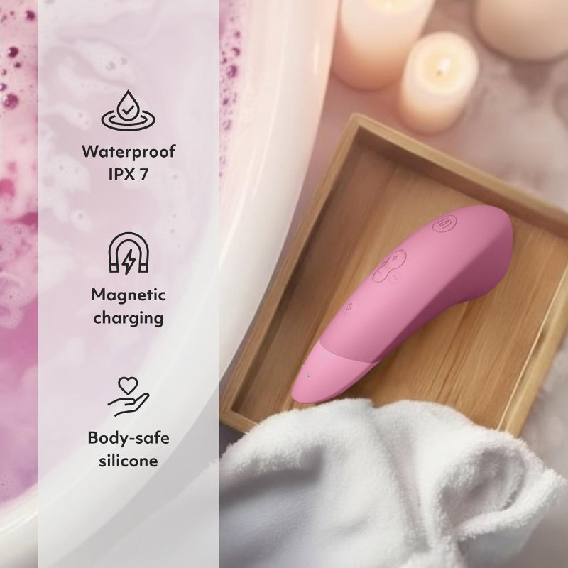 WOMANIZER ENHANCE 2-IN-1 AIR PULSE CLITORAL VIBRATOR LIGHT PINK, POWERFUL PLEASURE TOY