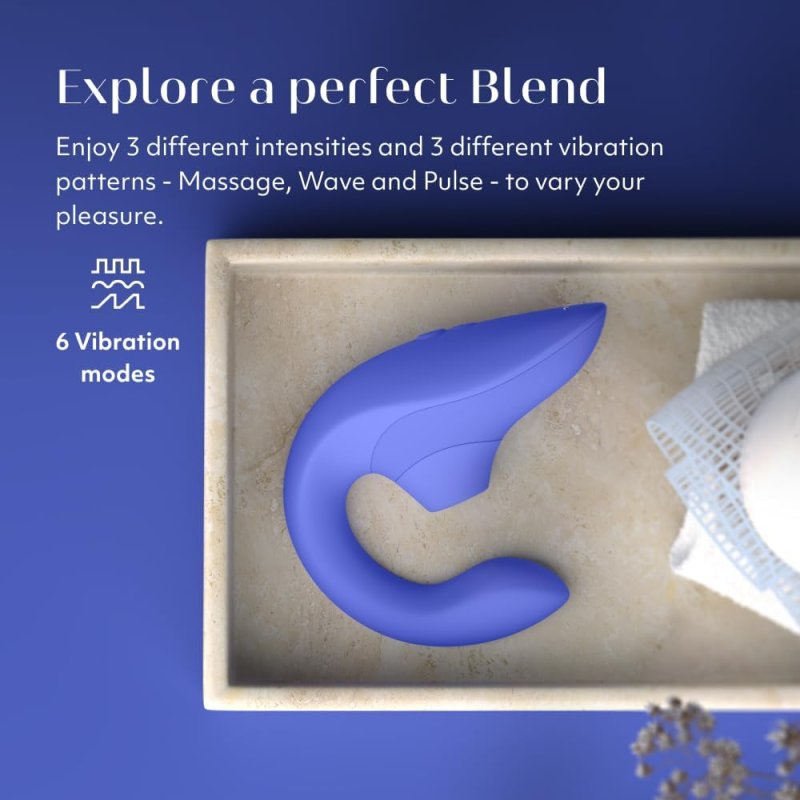 WOMANIZER BLEND MINI RABBIT VIBRATOR FOR WOMEN COMPACT BLUE PERSONAL MASSAGER