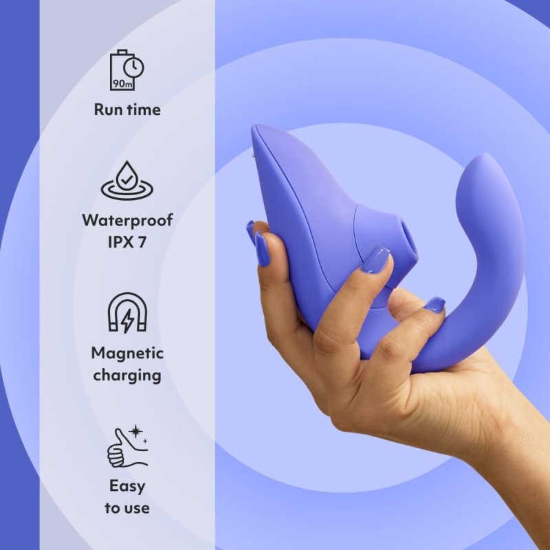 WOMANIZER BLEND MINI RABBIT VIBRATOR FOR WOMEN COMPACT BLUE PERSONAL MASSAGER
