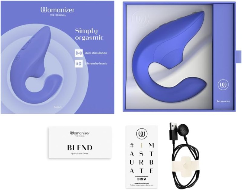 WOMANIZER BLEND MINI RABBIT VIBRATOR FOR WOMEN COMPACT BLUE PERSONAL MASSAGER
