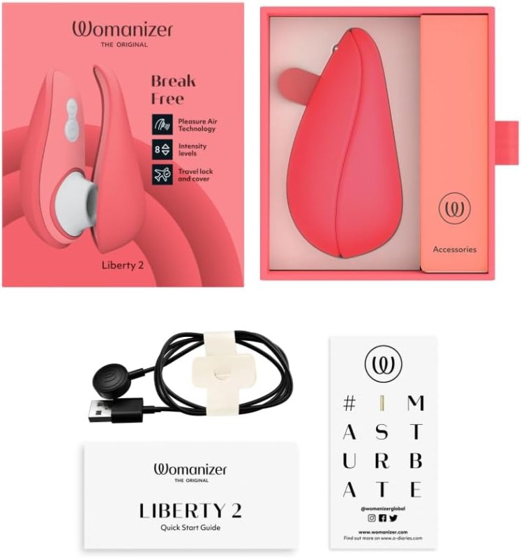 WOMANIZER LIBERTY 2 CLITORAL STIMULATOR AIR SUCKING VIBRATOR FOR WOMEN COUPLES, PINK