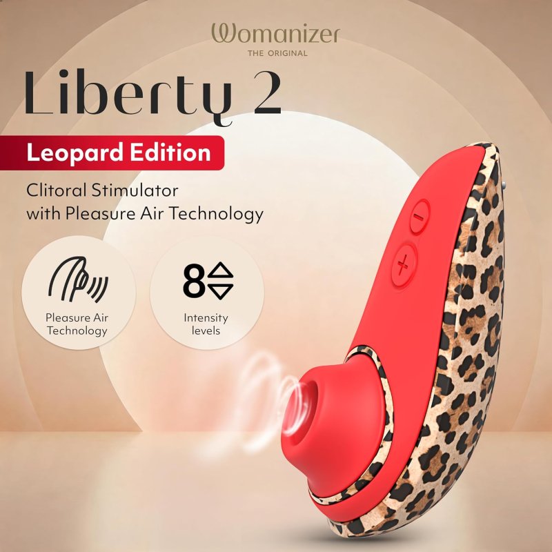 WOMANIZER LIBERTY 2 CLITORAL STIMULATOR - AIR PULSE CLIT SUCKER, LEOPARD PRINT DESIGN