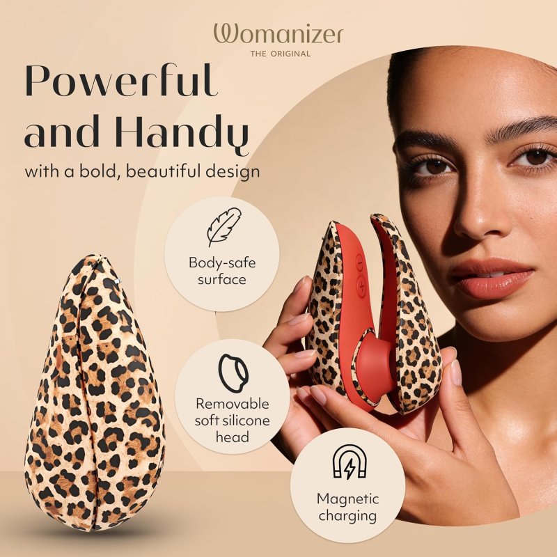 WOMANIZER LIBERTY 2 CLITORAL STIMULATOR - AIR PULSE CLIT SUCKER, LEOPARD PRINT DESIGN