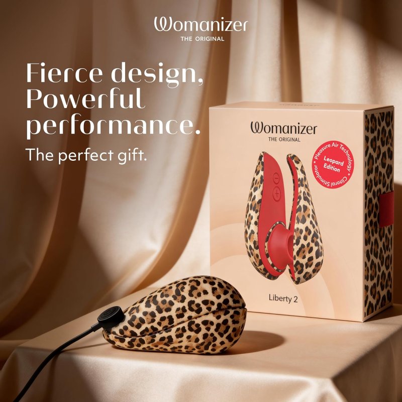 WOMANIZER LIBERTY 2 CLITORAL STIMULATOR - AIR PULSE CLIT SUCKER, LEOPARD PRINT DESIGN