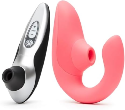 WOMANIZER PRO40 BLACK BLEND ROSE DUAL STIMULATION MINI RABBIT VIBRATOR BUNDLE FOR WOMEN