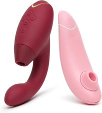 WOMANIZER BORDEAUX DUO RABBIT VIBRATOR AND PREMIUM ECO-FRIENDLY CLITORAL SUCKER BUNDLE