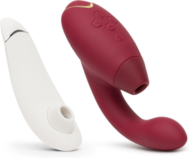 WOMANIZER PREMIUM 2 GRAY CLITORIS SUCKER DUO 1 RED DUAL STIMULATION RABBIT VIBRATOR BUNDLE