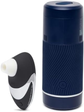 WOMANIZER W500 CLITORAL SUCTION VIBRATOR BLACK CHROME ARCWAVE POW BLUE MALE MASTURBATOR BUNDLE
