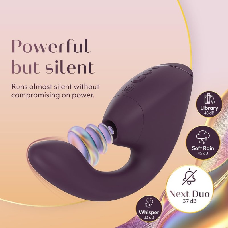 WOMANIZER NEXT DUO PURPLE RABBIT VIBRATOR FOR WOMEN G-SPOT CLITORAL STIMULATOR