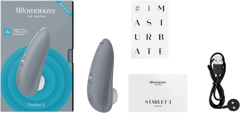 WOMANIZER STARLET 3 MINI CLIT VIBRATOR WITH 6 INTENSITY LEVELS GRAY PERSONAL MASSAGER