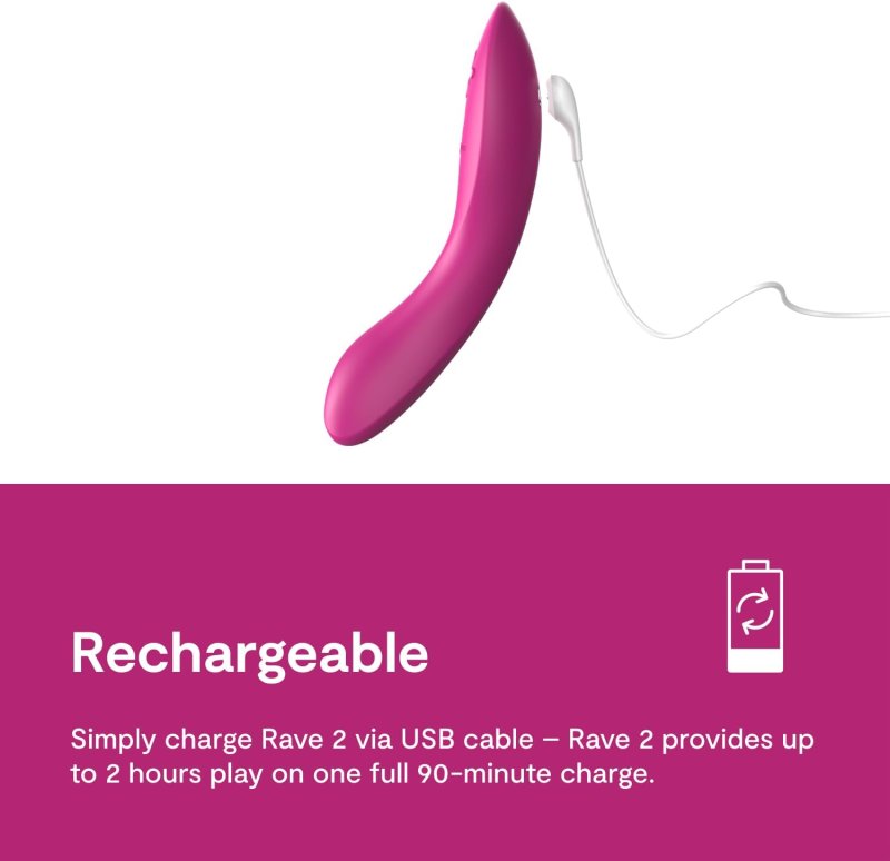 WE-VIBE RAVE 2 PINK G-SPOT VIBRATOR APP CONTROLLED G-SPOT STIMULATOR FOR WOMEN