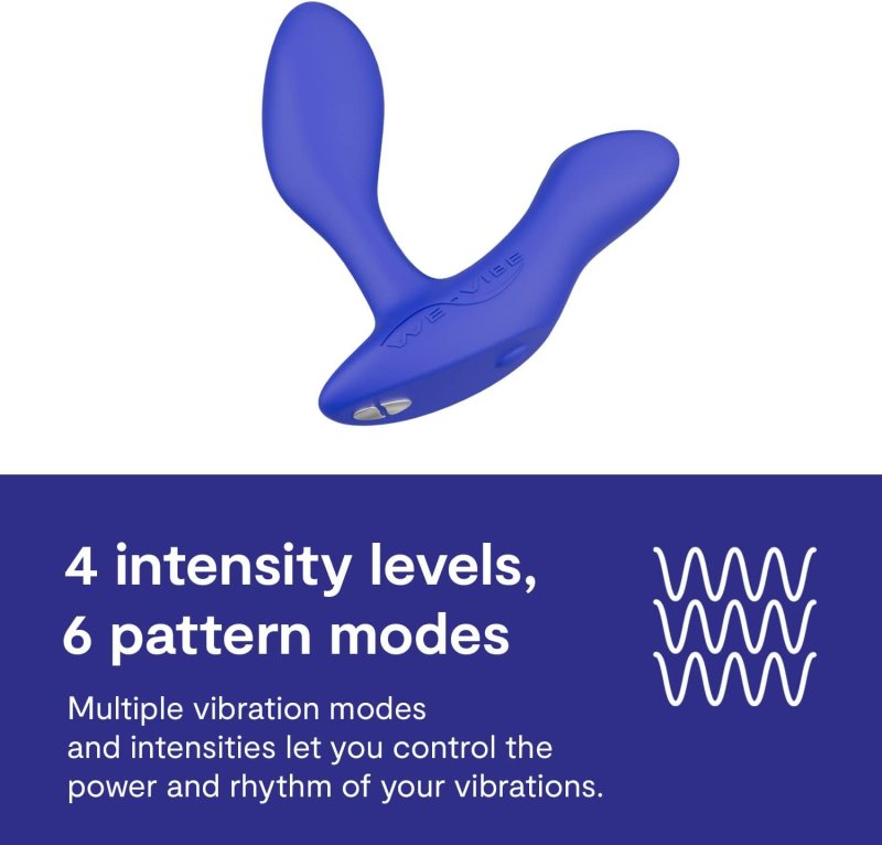 WE-VIBE VECTOR SILICONE PROSTATE MASSAGER BUTT PLUG WITH APP REMOTE CONTROL, 10 MODES, BLUE