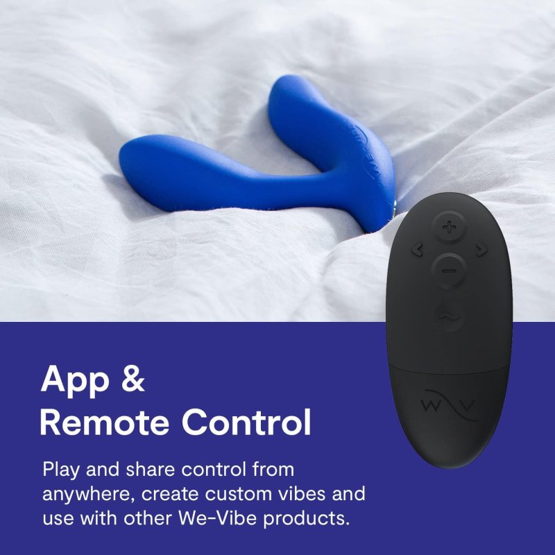 WE-VIBE VECTOR SILICONE PROSTATE MASSAGER BUTT PLUG WITH APP REMOTE CONTROL, 10 MODES, BLUE