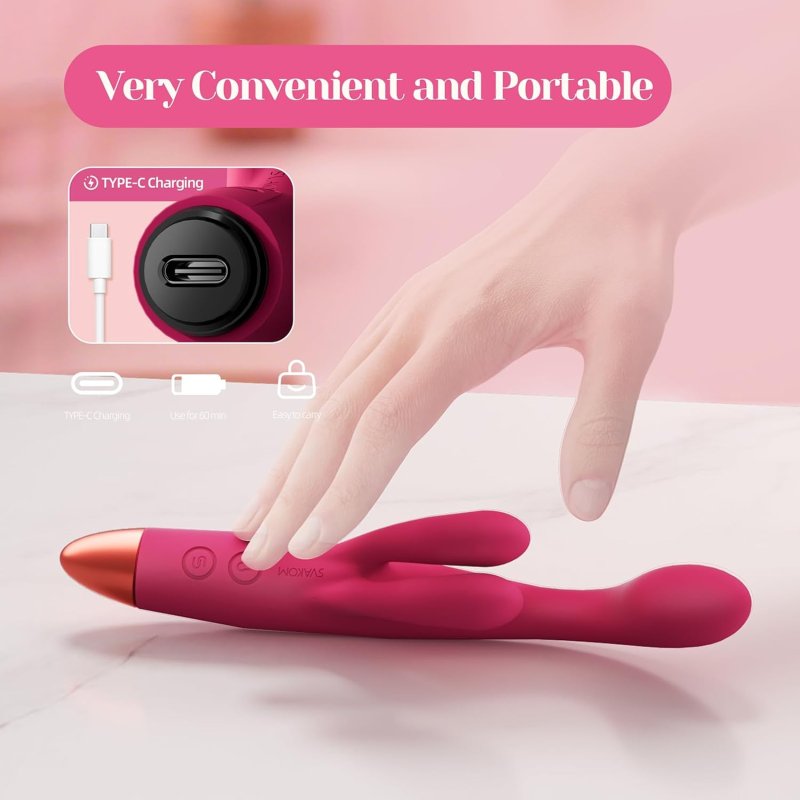 SVAKOM HEATED FINGER RABBIT VIBRATOR WITH 3 POWERFUL MOTORS PREMIUM DILDO SEX TOY