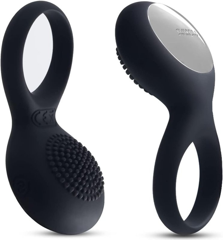 SVAKOM BLACK VIBRATING PENIS RING FOR MEN - ERECTION ENHANCER COUPLES CLIT VIBRATOR TOY