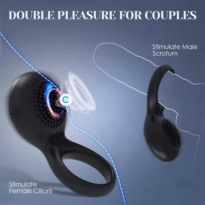 SVAKOM BLACK VIBRATING PENIS RING FOR MEN - ERECTION ENHANCER COUPLES CLIT VIBRATOR TOY