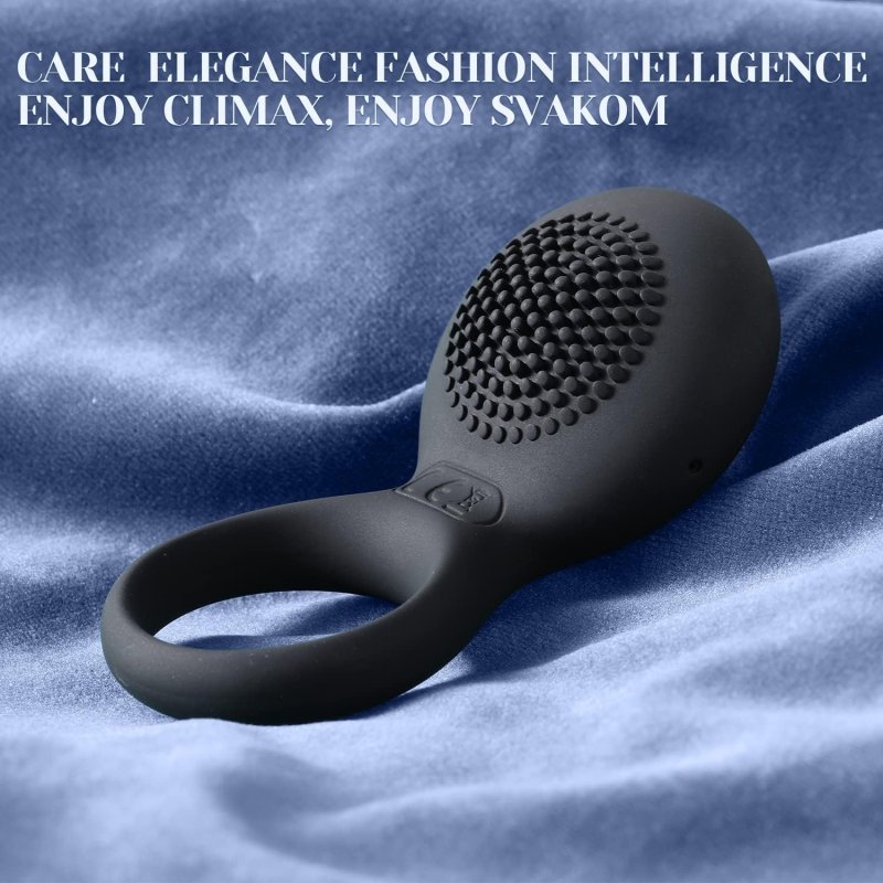 SVAKOM BLACK VIBRATING PENIS RING FOR MEN - ERECTION ENHANCER COUPLES CLIT VIBRATOR TOY