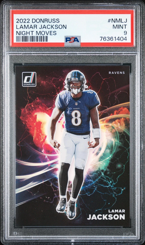 DONRUSS NIGHT MOVES LAMAR JACKSON #NMLJ PSA 9 2022 PANINI