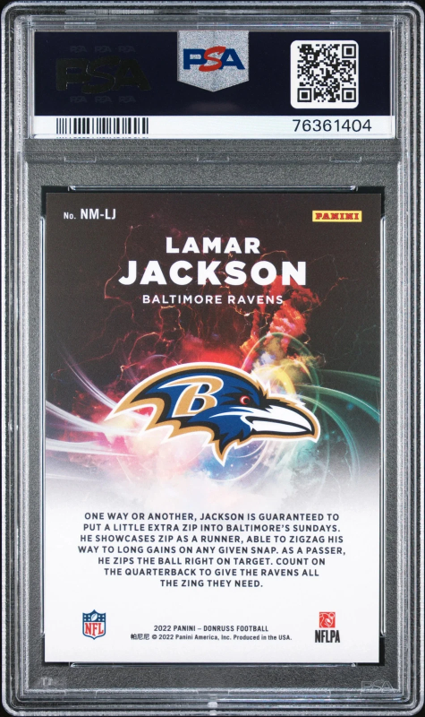 DONRUSS NIGHT MOVES LAMAR JACKSON #NMLJ PSA 9 2022 PANINI