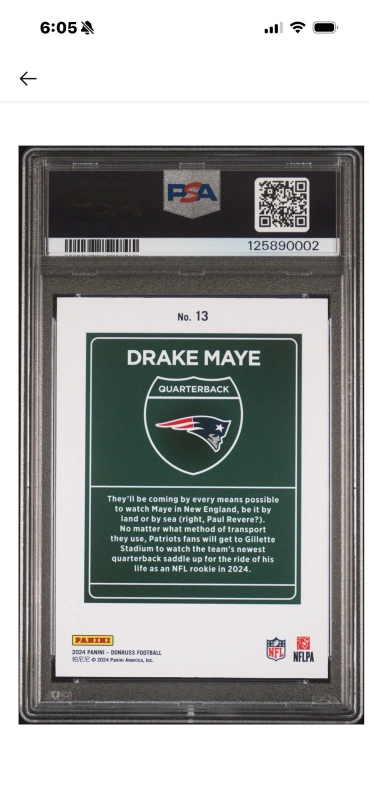 DONRUSS DOWNTOWN! DRAKE MAYE #13 PATRIOTS NFL RC INSERT PANINI 2024
