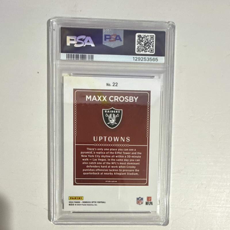 DONRUSS OPTIC UPTOWNS MAXX CROSBY RAIDERS #22 PSA 10 2024 PANINI