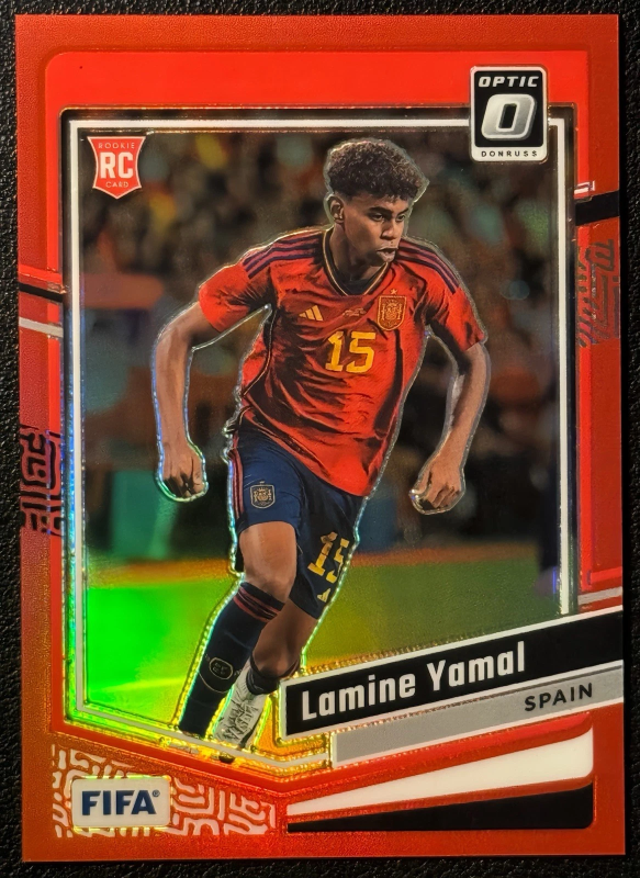 DONRUSS FIFA OPTIC LAMINE YAMAL #54 RED PRIZM /299 RC BARCELONA 2023-24 PANINI