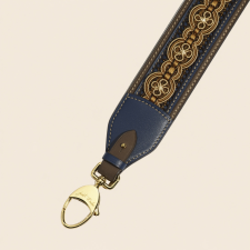 JOSEPH DUCLOS CONDILLAC NO PASSEMENTERIE STRAP IN OCCITAN HéRITAGE LEATHER  GOLD PLATED BRASS OCCITAN & ARDOISE, OCCITAN & ARDOISE, GOLD PLATED BRASS