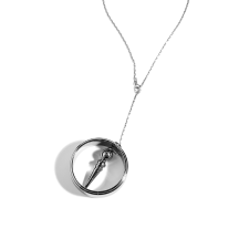 JOSEPH DUCLOS DIANE FLèCHE PENDANT NECKLACE IN PALLADIUM PLATED BRASS